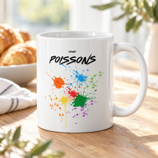 Mug Poissons aux éclaboussures colorées pour les amateurs d&rsquo;art visuel