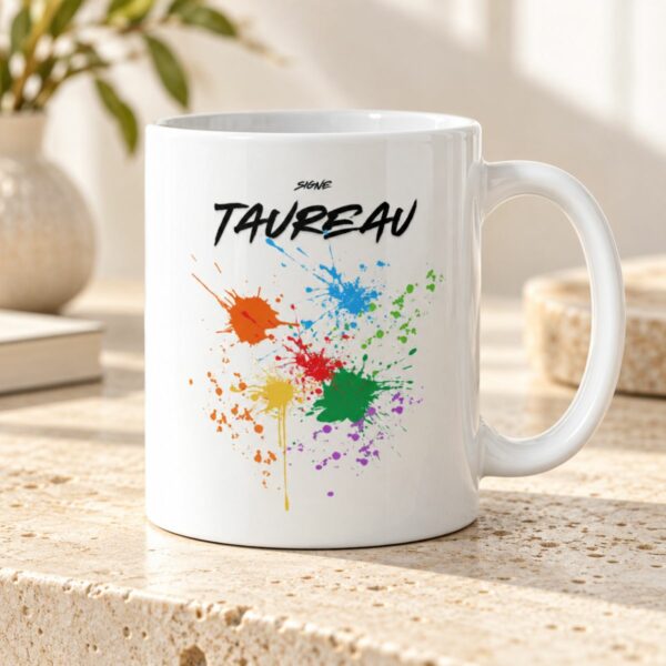 Mug Taureau aux éclaboussures colorées pour les amateurs d’art visuel