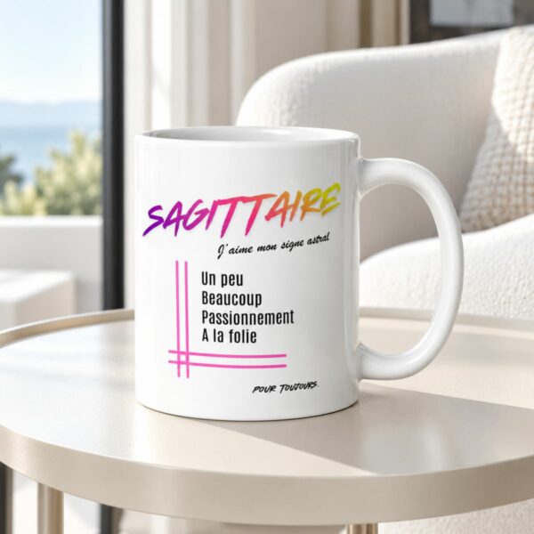 Mug pour femme Sagittaire | « Un peu, Beaucoup, Passionnément, À la folie » – Cadeau Tendance Astro