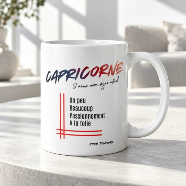 Mug pour homme Capricorne | « Un peu, Beaucoup, Passionnément, À la folie » – Cadeau Tendance Astro
