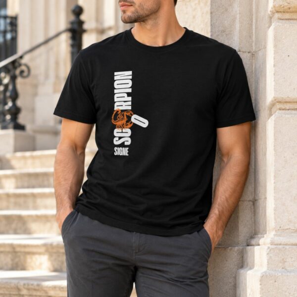 T-shirt signe du zodiaque Scorpion – Imprimé Vertical Graphique