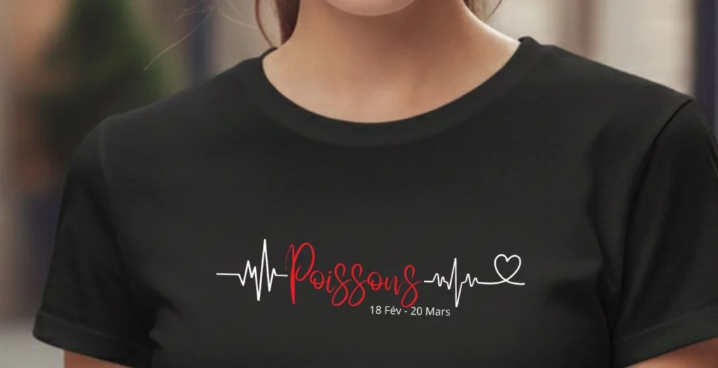 T-shirt Heartbeat – La pièce Astro Pulse du signe Poissons T shirt Heartbeat – La piece Astro Pulse tendance des femmes Poissons whizaloo 16052026