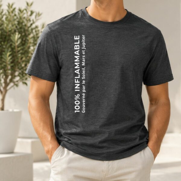 T-shirt Homme Triplicité de Feu « 100% Inflammable – Gouverné par le Soleil, Mars et Jupiter »