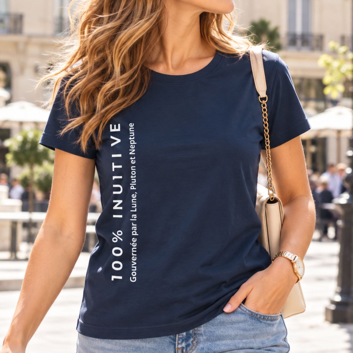 T-shirt Femme Triplicité d'Eau "100% Intuitive – Gouvernée par la Lune, Pluton et Neptune" T-shirt Femme Triplicité d'Eau "100% Intuitive – Gouvernée par la Lune, Pluton et Neptune" – Image 3
