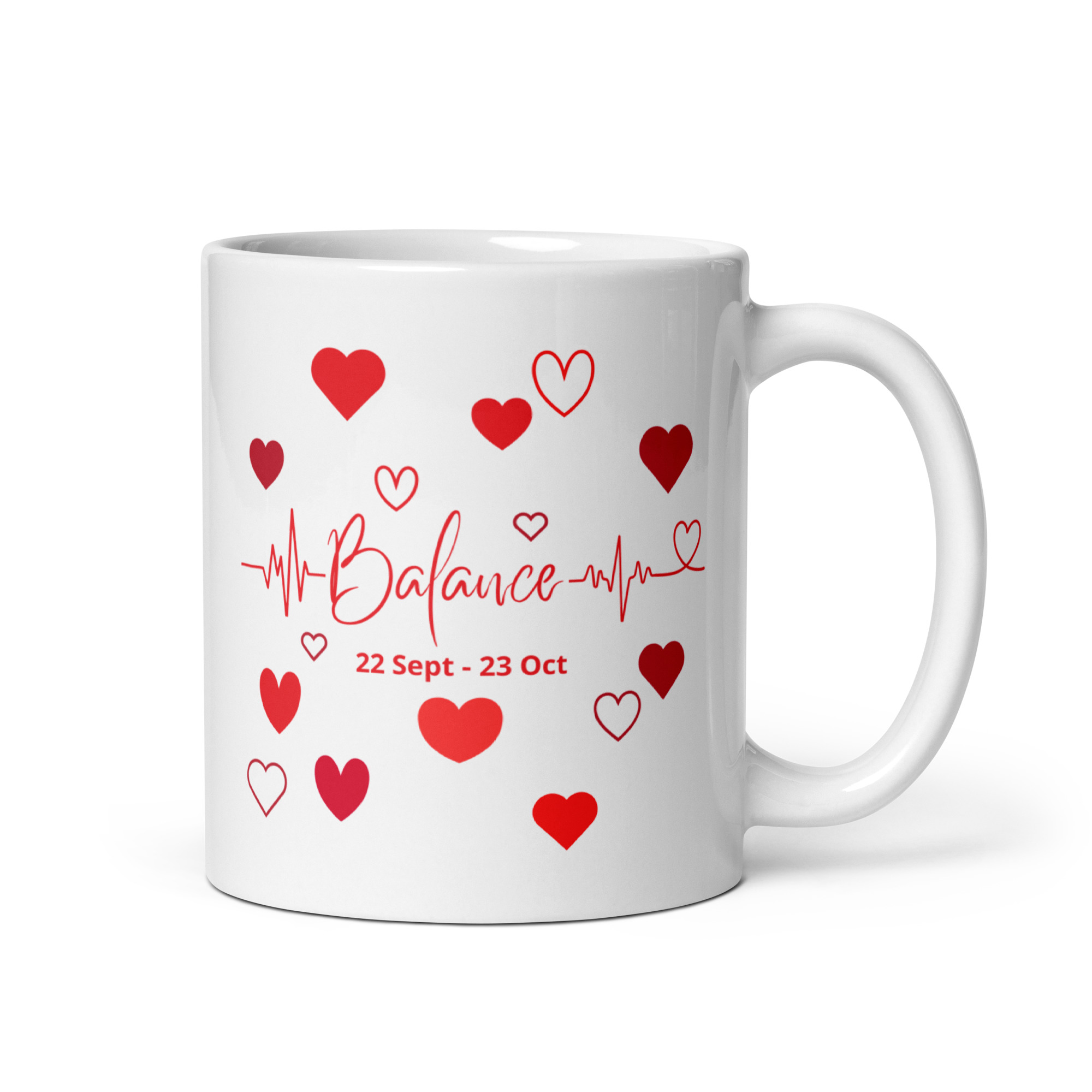Mug Cœurs ❤️ | Idée Cadeau Romantique pour sa Chérie du signe astrologique Balance white glossy mug white 11 oz handle on right 69523f0adc700