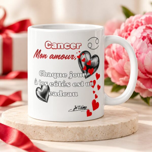 Cadeau Saint-Valentin original : Mug « Chaque jour à tes côtés est un cadeau » – Signe Cancer