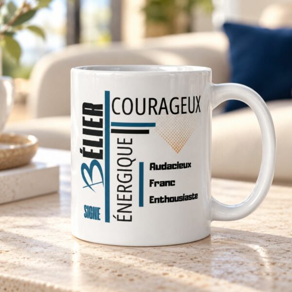 Mug Homme Cadeau Signe Astrologique Bélier | Courageux, Énergique & Audacieux