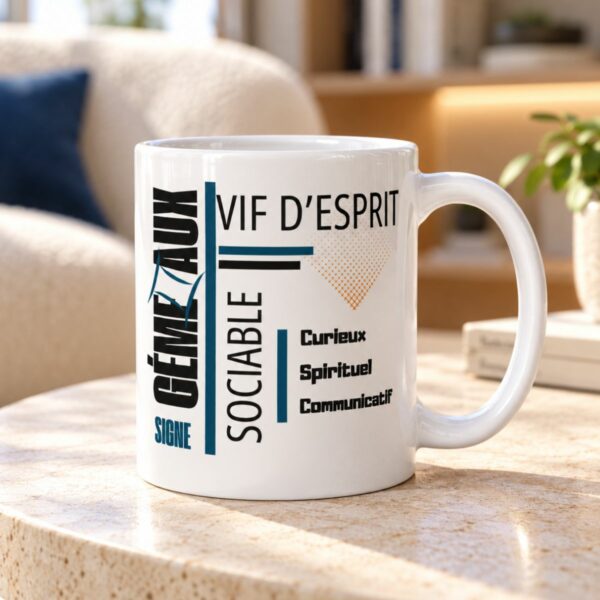 Mug Homme Cadeau Signe Astrologique Gémeaux | Vif d’esprit, Sociable & Curieux