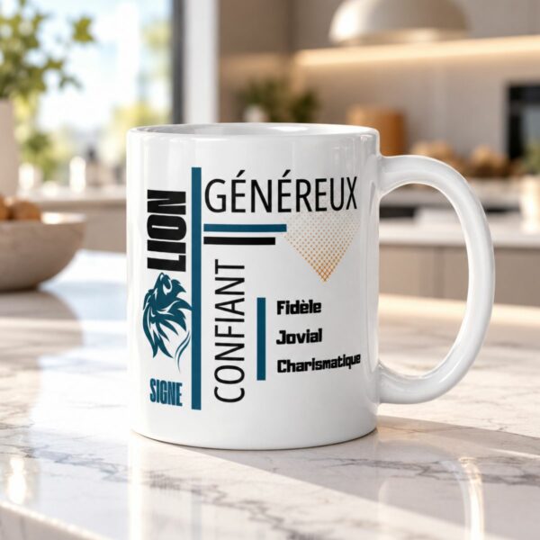 Mug Homme Cadeau Signe Astrologique Lion | Généreux, Confiant & Fidèle