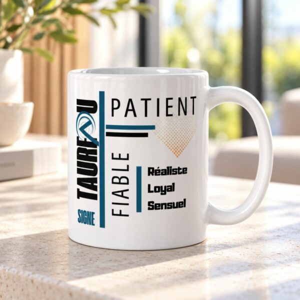 Mug Homme Cadeau Signe Astrologique Taureau | Fiable, Patient & Réaliste