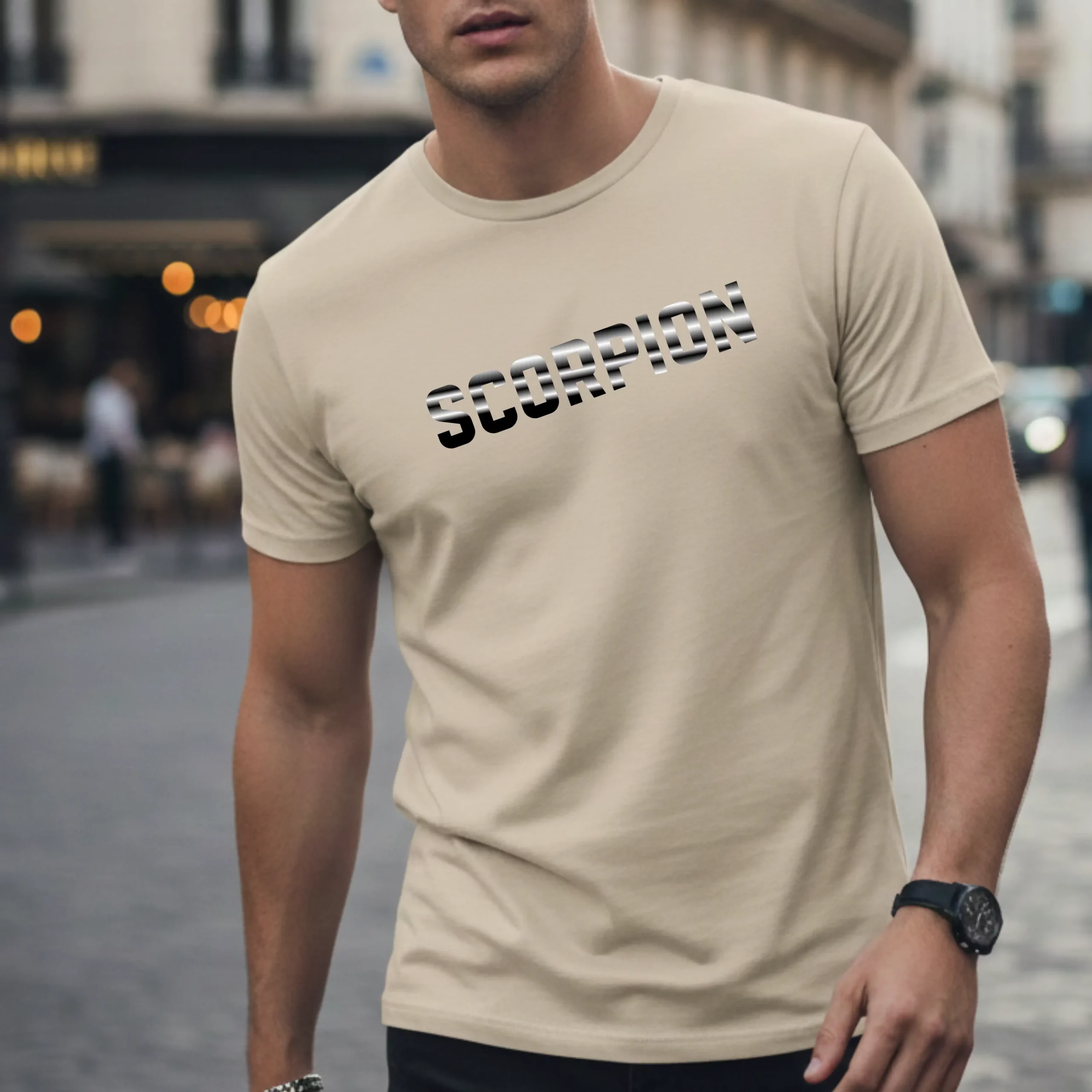 T-shirt Homme Signe Astrologique Scorpion - Typographie Striée T-shirt Homme Signe Astrologique Scorpion - Typographie Striée – Image 3