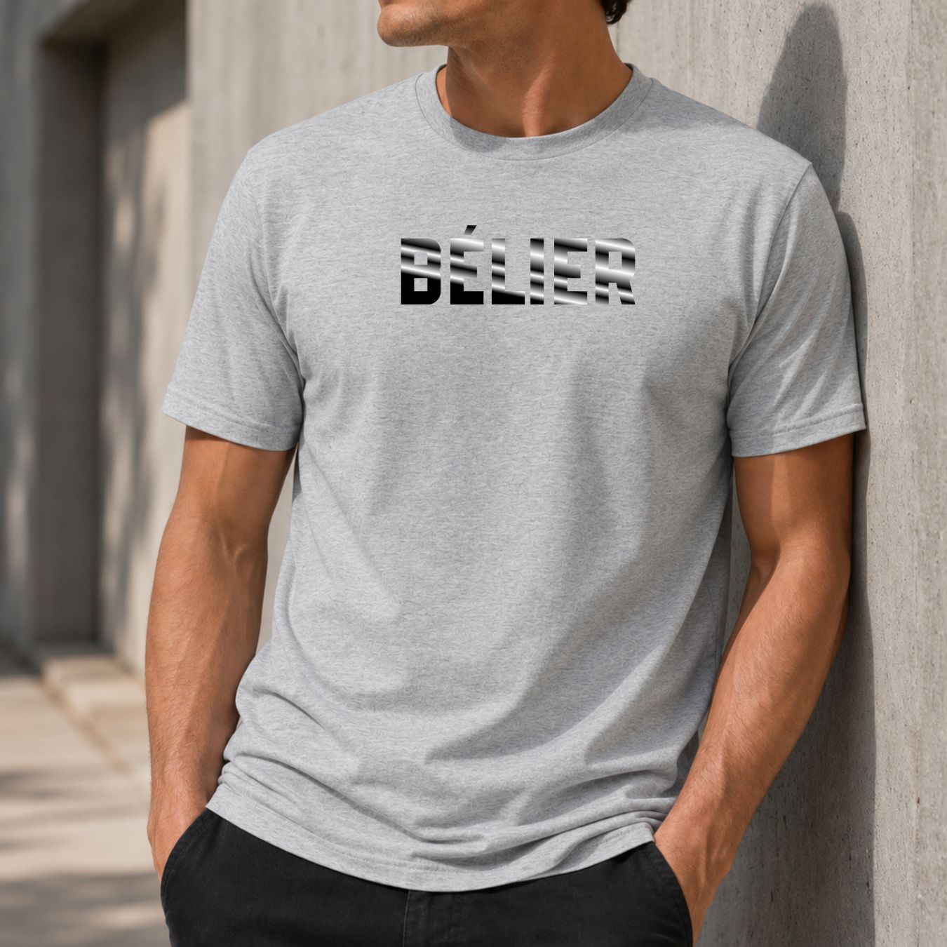 T-shirt Homme Signe Astrologique Bélier - Typographie Striée T-shirt Homme Signe Astrologique Bélier - Typographie Striée – Image 2