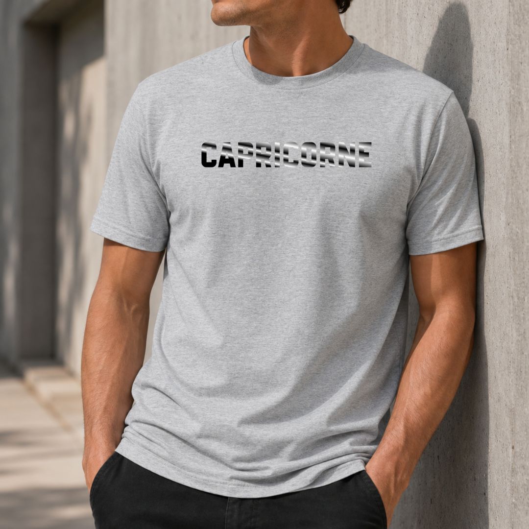 T-shirt Homme Signe Astrologique Capricorne - Typographie Striée T-shirt Homme Signe Astrologique Capricorne - Typographie Striée – Image 3