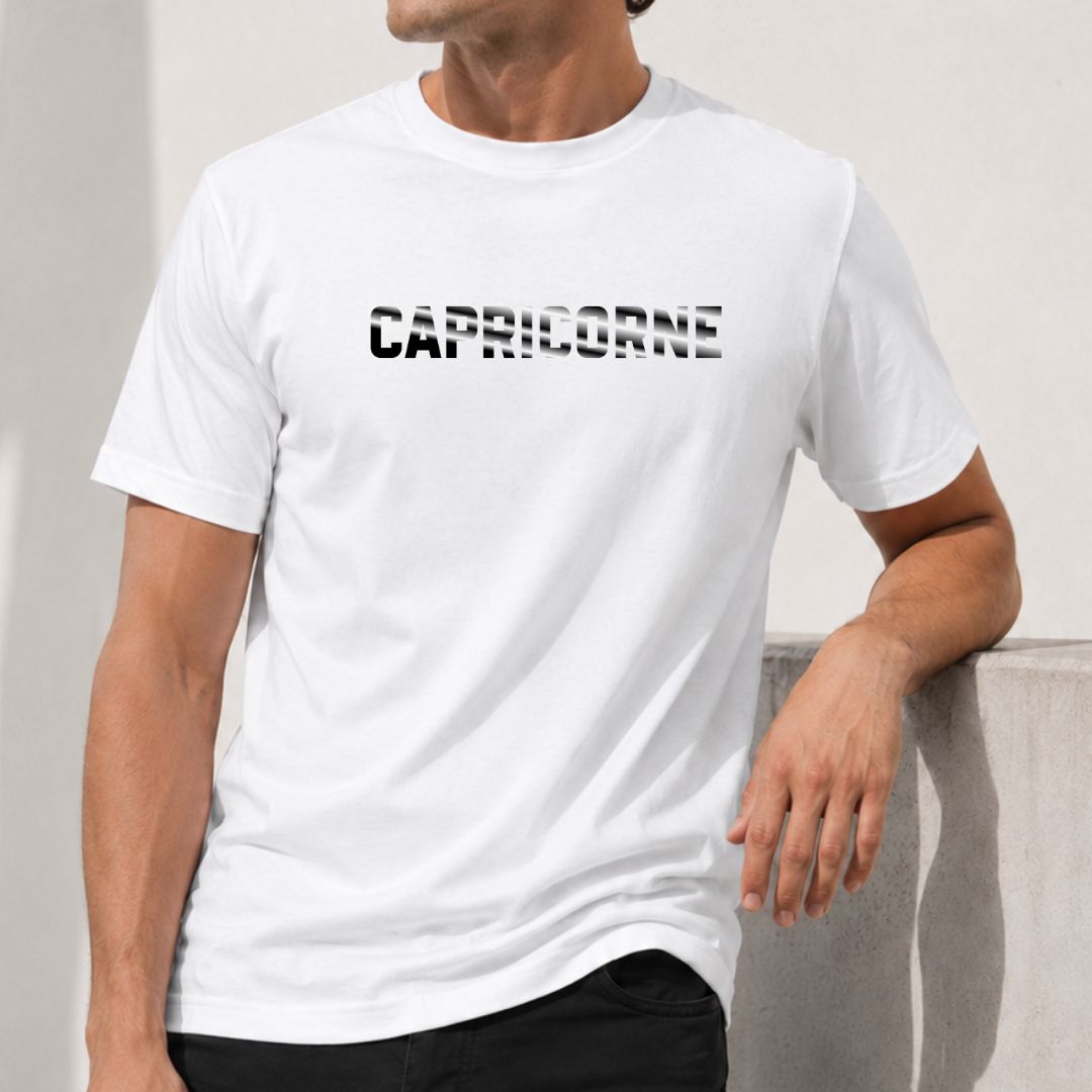 T-shirt Homme Signe Astrologique Capricorne - Typographie Striée T-shirt Homme Signe Astrologique Capricorne - Typographie Striée – Image 2