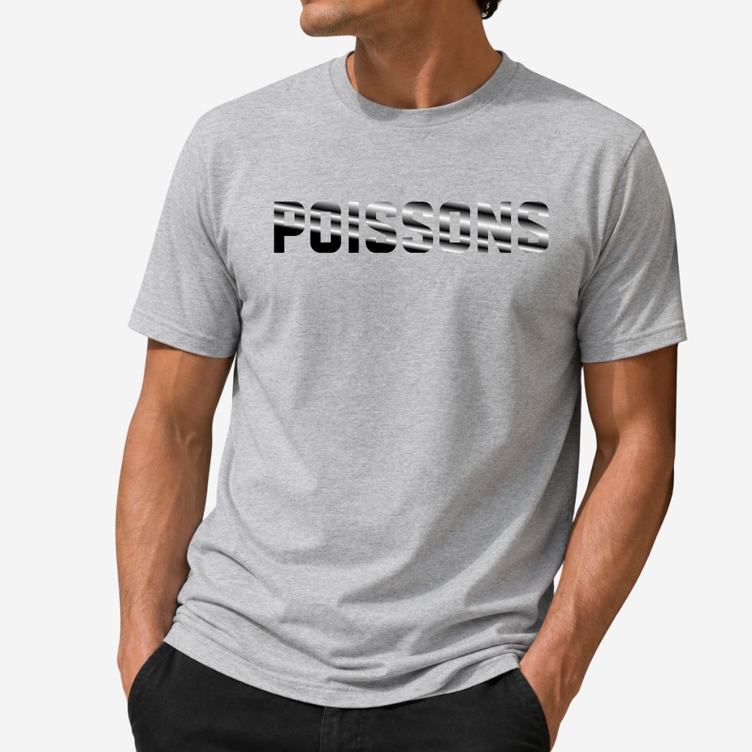 T-shirt Homme Signe Astrologique Poissons - Typographie Striée T-shirt Homme Signe Astrologique Poissons - Typographie Striée