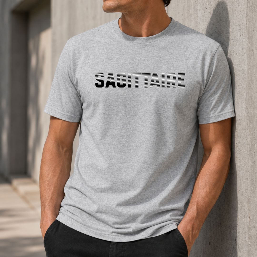 T-shirt Homme Signe Astrologique Sagittaire - Typographie Striée T-shirt Homme Signe Astrologique Sagittaire - Typographie Striée – Image 3