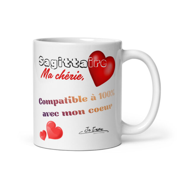 Mug Idée Cadeau St Valentin | Compatible à 100% avec mon cœur | Femme Sagittaire