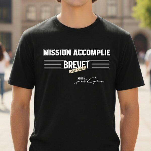Cadeau Obtention Brevet | T-shirt « Mission Accomplie » | Spécial Signe Capricorne