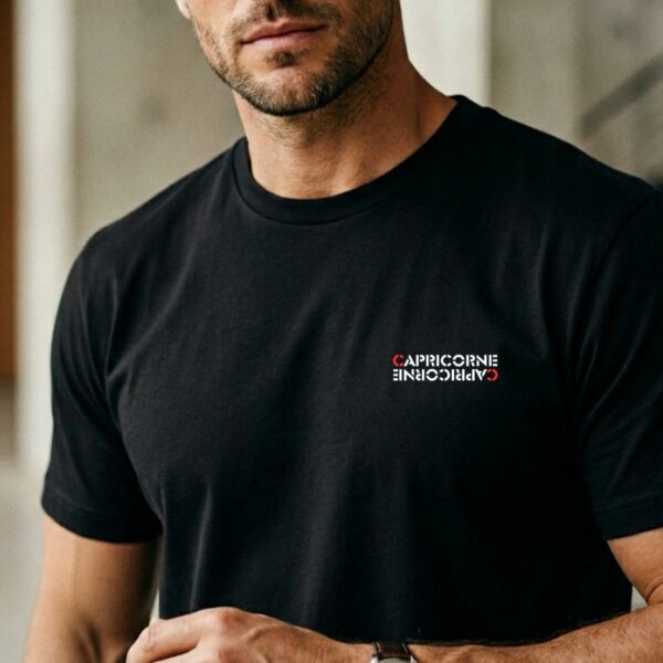 T-shirt Signe Astrologique Capricorne | Imprimé Miroir Blanc & Rouge