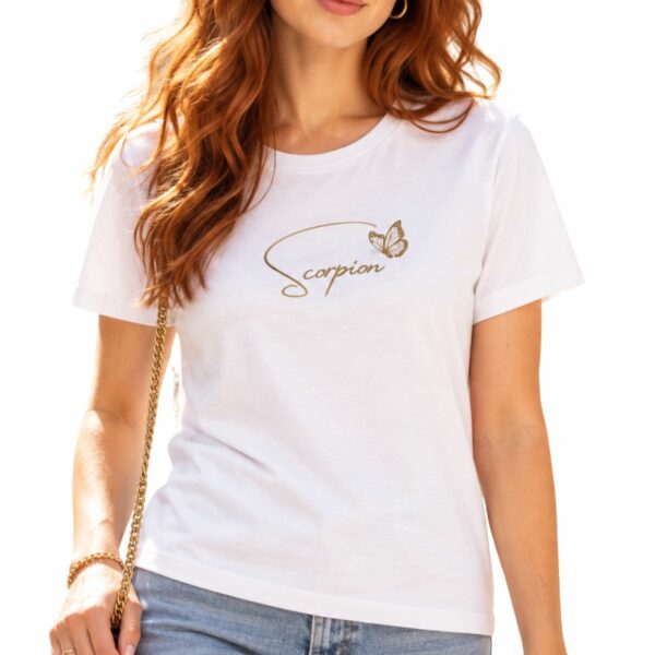 T-shirt femme Scorpion– Motif papillon, style casual-chic