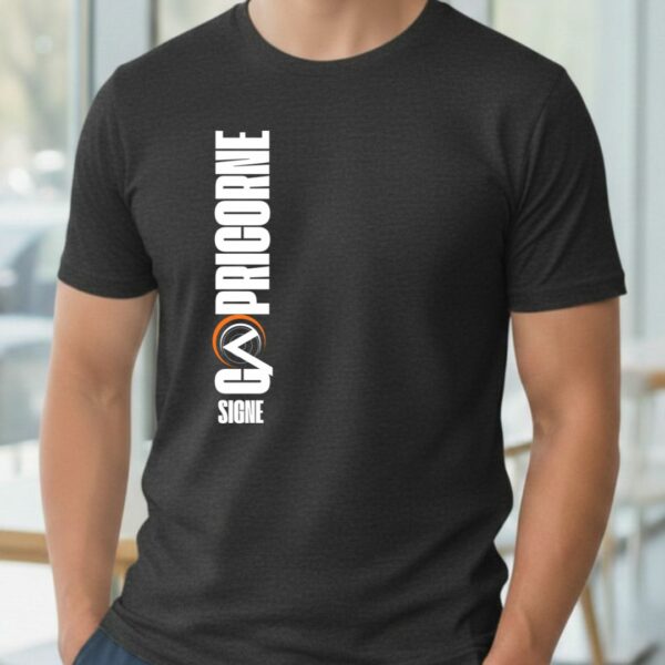 T-shirt signe du zodiaque Capricorne | Print vertical | Zodiaque graphique minimaliste et tendance