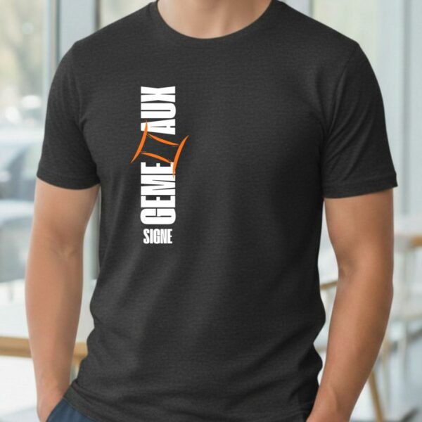 T-shirt signe du zodiaque Gémeaux | Print vertical | Zodiaque graphique minimaliste et tendance