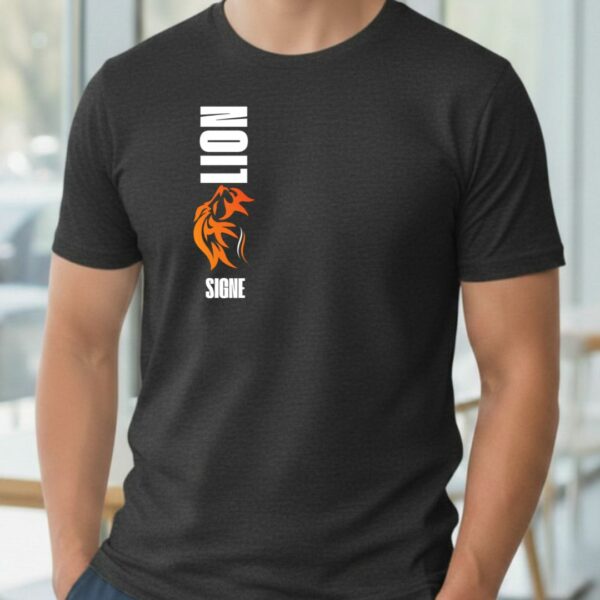 T-shirt signe du zodiaque Lion | Print vertical | Zodiaque graphique minimaliste et tendance