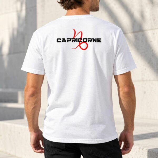 T-shirt Homme Capricorne – Symbole Astrologique Rouge imprimé dans le dos
