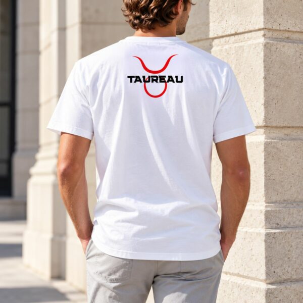 T-shirt Homme Taureau – Symbole Astrologique Rouge imprimé dans le dos