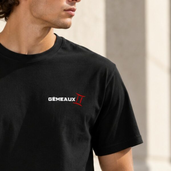 T-shirt 100% Coton Homme – Col Rond – Manches Courtes – Signe Zodiaque Gémeaux