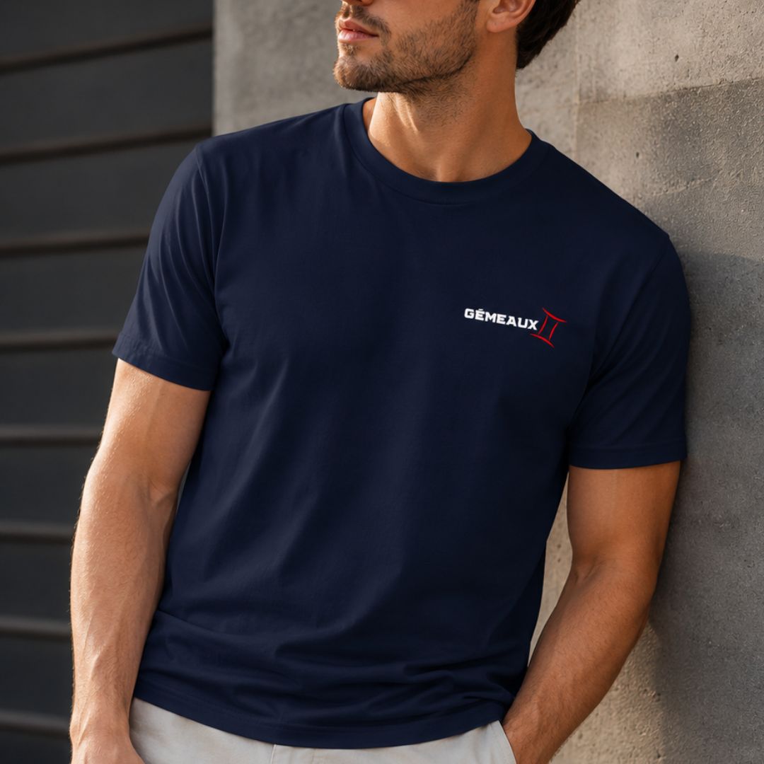 T-shirt 100% Coton Homme – Col Rond – Manches Courtes – Signe Zodiaque Gémeaux T-shirt 100% Coton Homme – Col Rond – Manches Courtes – Signe Zodiaque Gémeaux