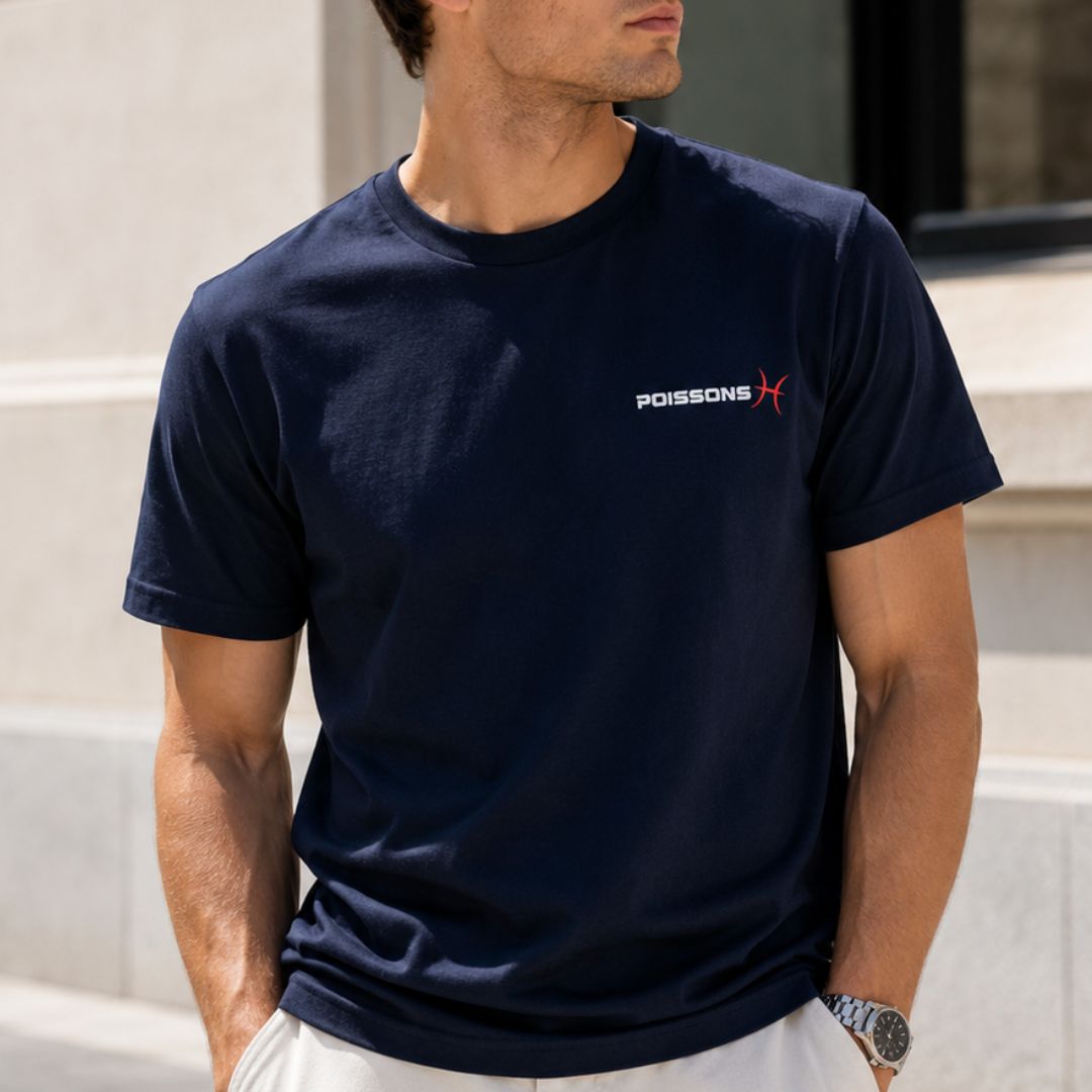 T-shirt 100% Coton Homme – Col Rond – Manches Courtes – Signe Zodiaque Poissons T-shirt 100% Coton Homme – Col Rond – Manches Courtes – Signe Zodiaque Poissons