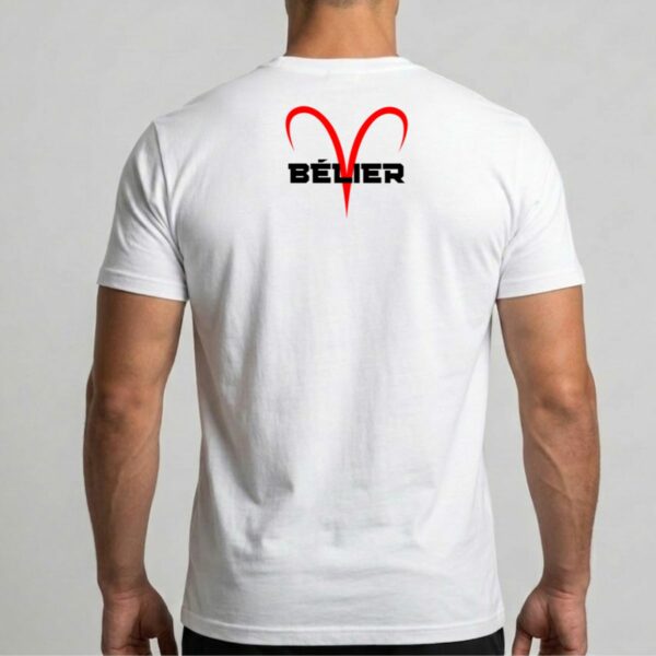 T-shirt Astro Bélier et son Symbole Astrologique Rouge Imprimé au Dos pour Homme