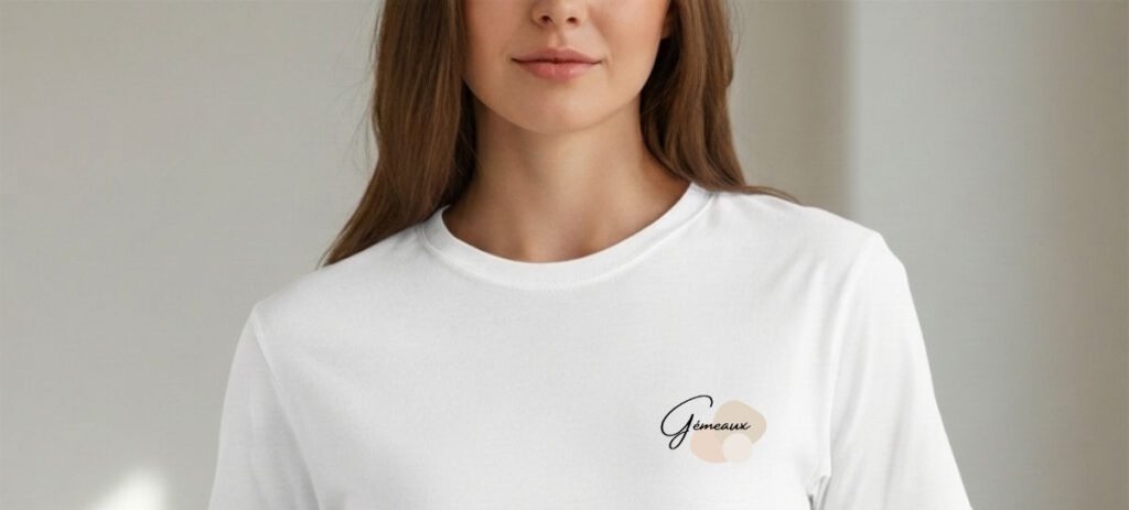 T-shirt blanc Bohème chic Gémeaux pour femme T shirt blanc Boheme chic Gemeaux pour femme whizaloo 14052026 2