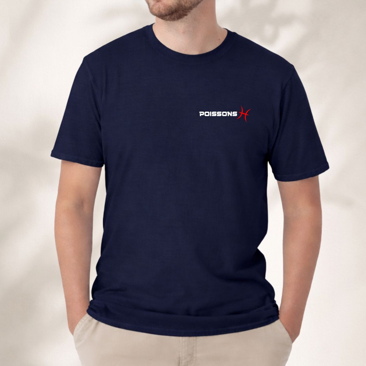 T-shirt 100% Coton Homme – Col Rond – Manches Courtes – Signe Zodiaque Poissons T-shirt 100% Coton Homme – Col Rond – Manches Courtes – Signe Zodiaque Poissons – Image 2