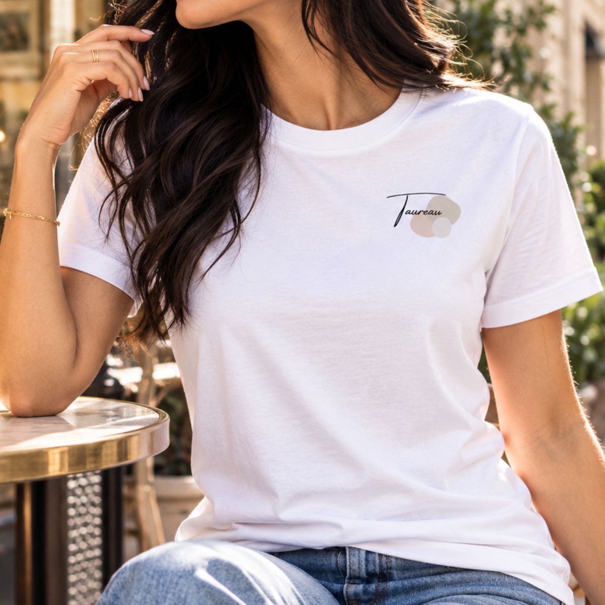 T-shirt blanc Bohème chic Taureau pour femme T-shirt blanc Bohème chic Taureau pour femme