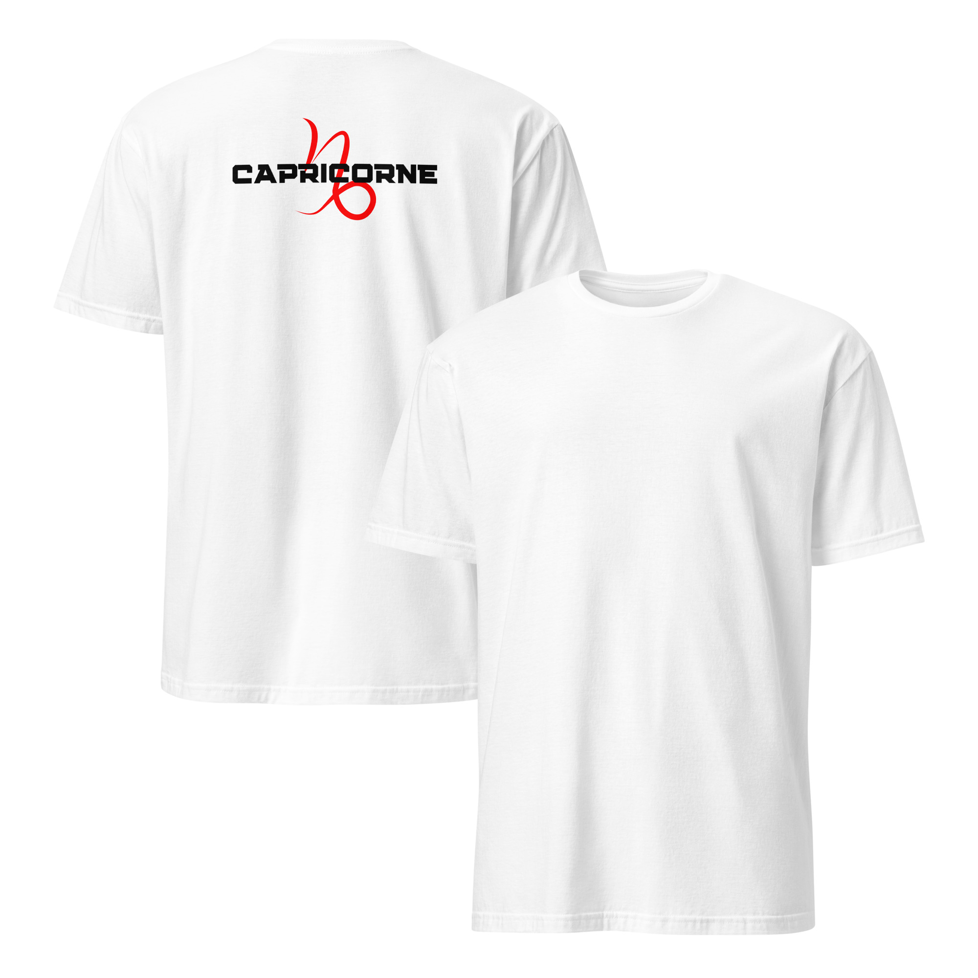 T-shirt Astro Capricorne et son Symbole Astrologique Rouge Imprimé au Dos pour Homme T-shirt Astro Capricorne et son Symbole Astrologique Rouge Imprimé au Dos pour Homme – Image 3