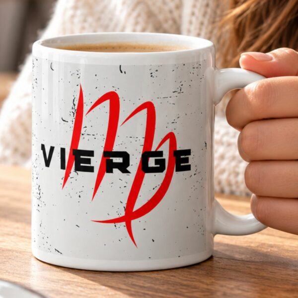 Mug Astro personnalisé signe astrologique Vierge avec design moderne rouge et noir