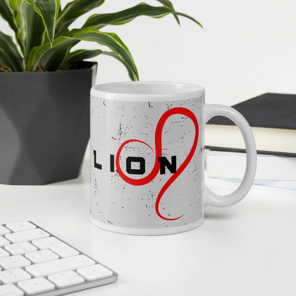 Anniversaire Lion : nos meilleures idées cadeaux pour faire plaisir à ce signe de feu Mug Astro personnalise signe astrologique Lion avec design moderne rouge et noir whizaloo 120420262