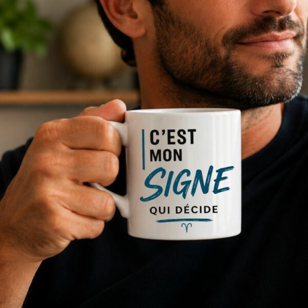 Tasse astrologique homme « C’est mon signe qui décide » – Bélier
