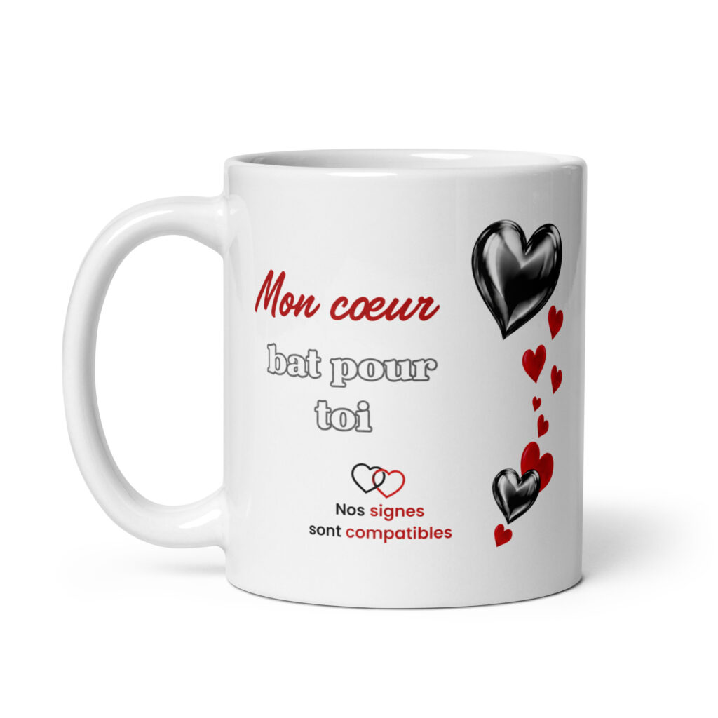 Le cadeau idéal pour déclarer votre flamme : Compatibilité des signes & Amour white glossy mug white 11 oz handle on left 6a65c3d58b21e