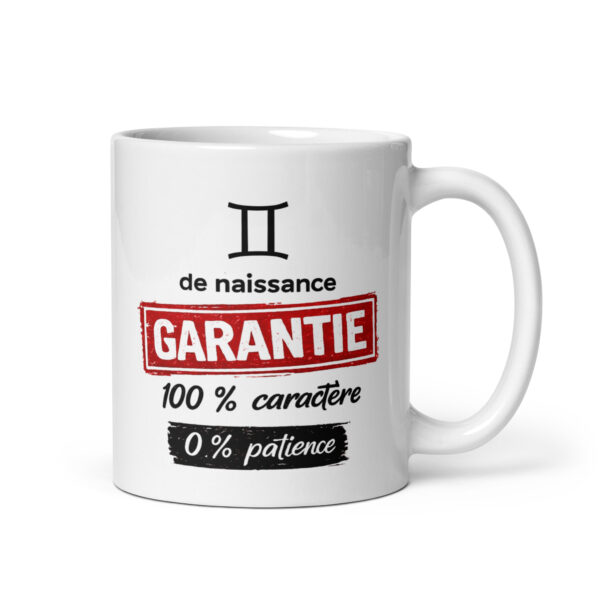 Mug humoristique Gémeaux – Garantie 100 % caractère, 0 % patience