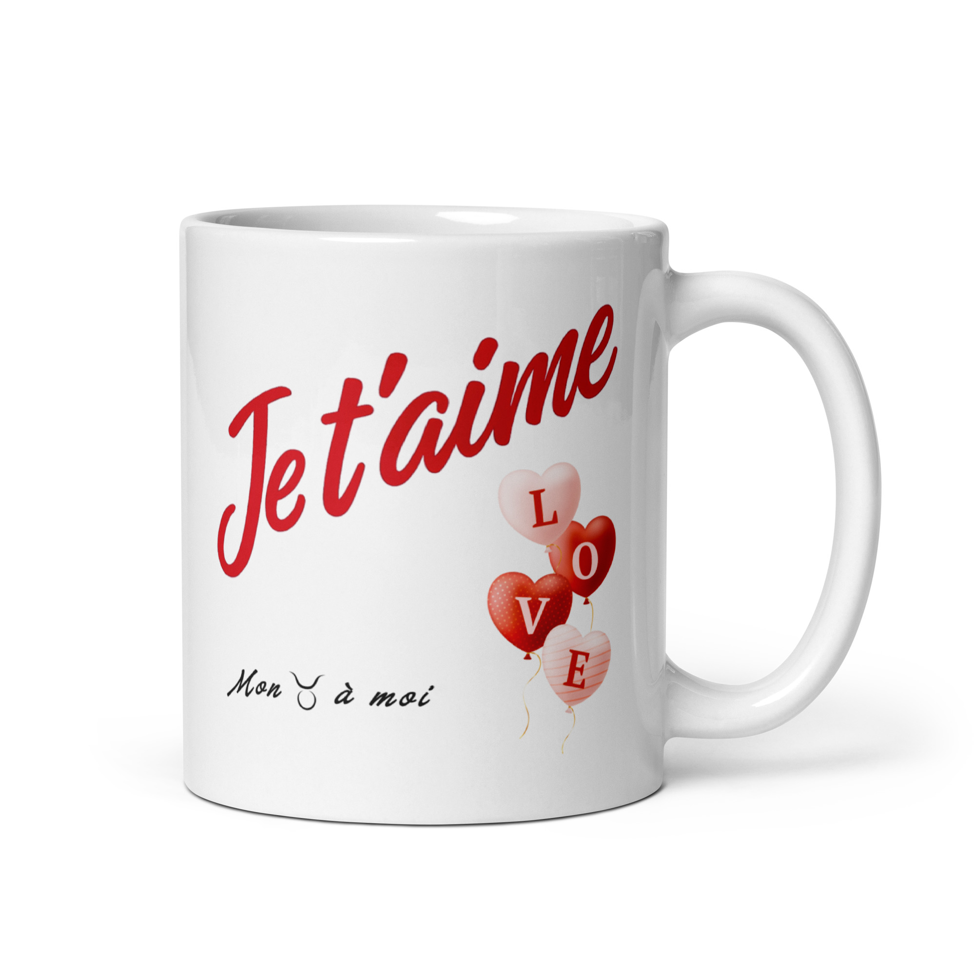 Cadeau romantique : Mug "Je t'aime" Ballons LOVE – Signe Taureau Cadeau romantique : Mug "Je t'aime" Ballons LOVE – Signe Taureau