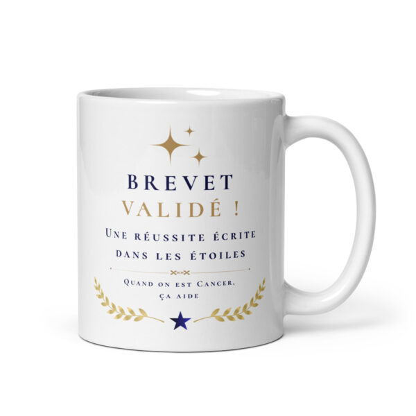 Cadeau Brevet validé – Mug « Une réussite écrite dans les étoiles » – Cancer