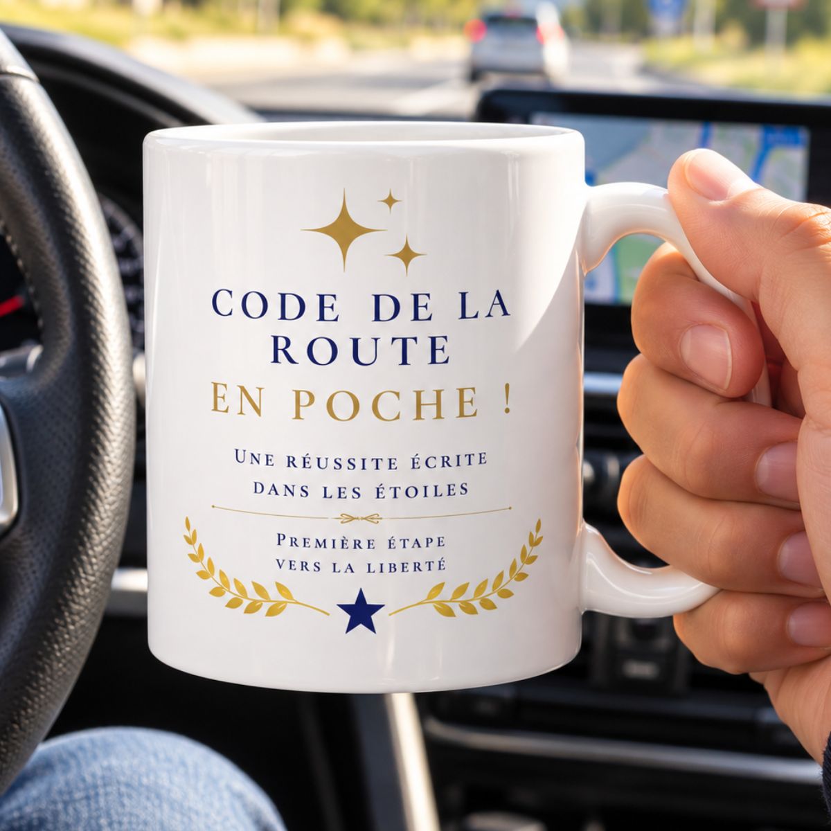 Cadeau code la route en poche ! – Mug "Une réussite écrite dans les étoiles" Cadeau code la route en poche ! – Mug "Une réussite écrite dans les étoiles"