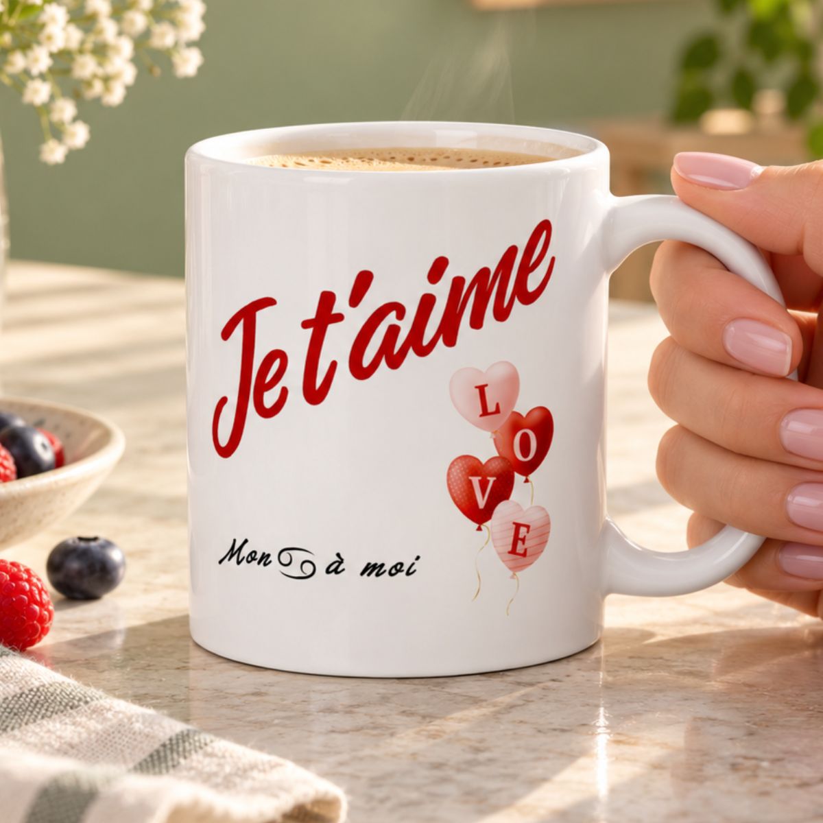 Mug Mignon et Romantique « Je t'aime » - Pour Petit Copain du Signe Cancer Mug Mignon et Romantique « Je t'aime » - Pour Petit Copain du Signe Cancer