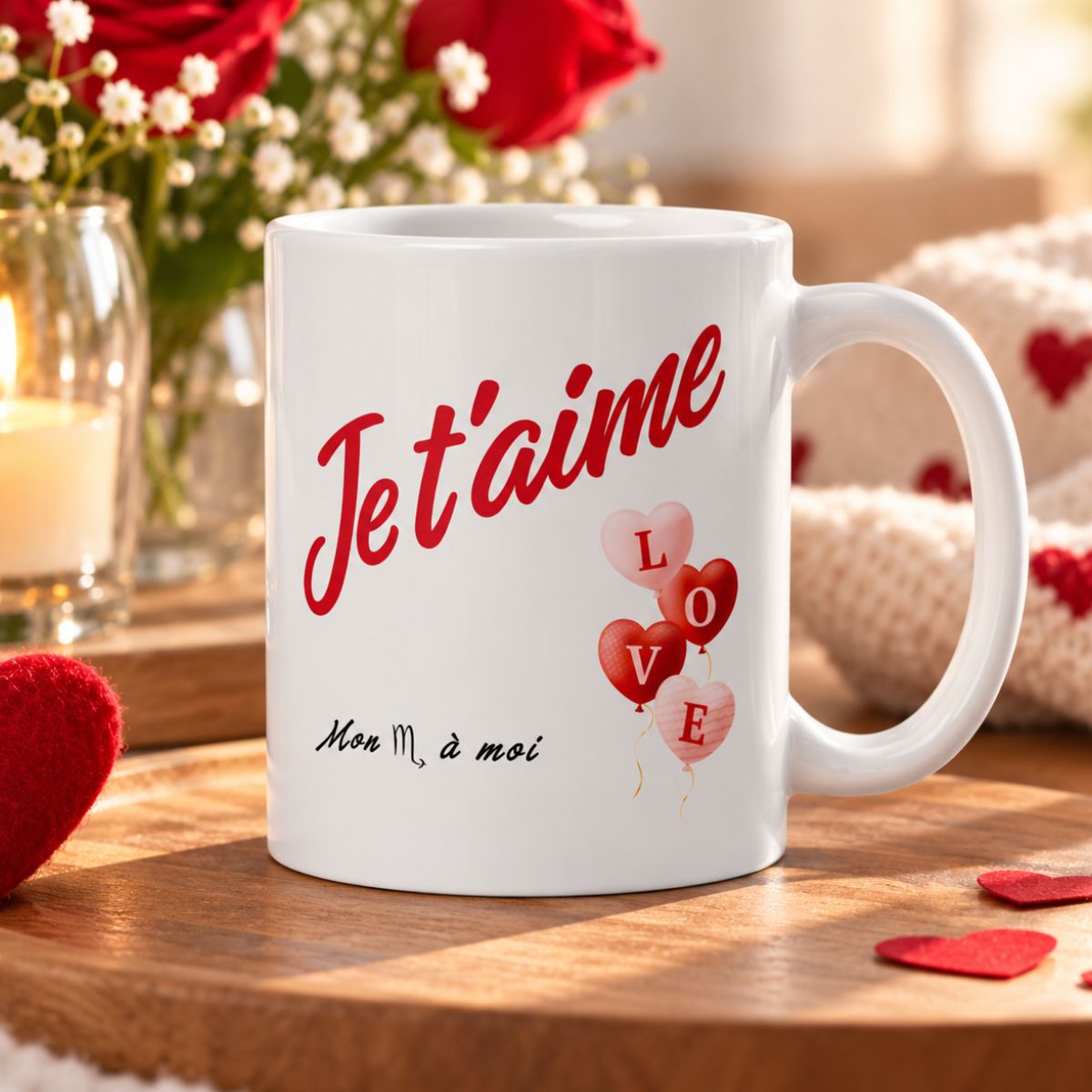 Tasse Romantique « Je t'aime » avec Ballons Cœur - Idée Cadeau - Signe Scorpion Tasse Romantique « Je t'aime » avec Ballons Cœur - Idée Cadeau - Signe Scorpion