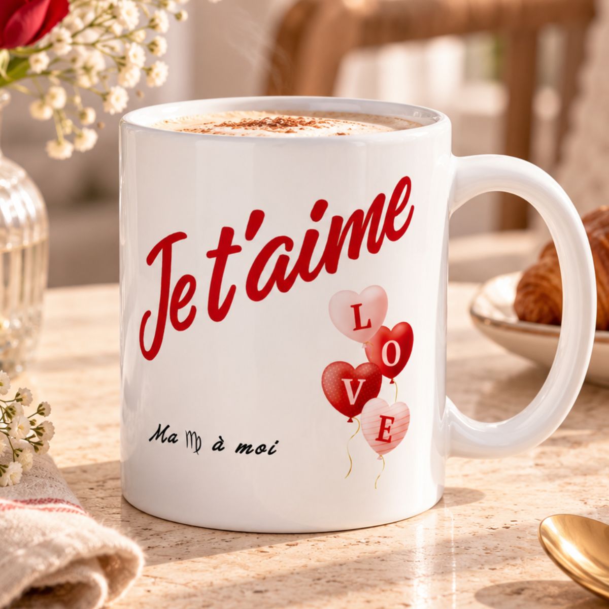 Cadeau romantique : Mug "Je t'aime" Ballons LOVE – Signe Vierge Cadeau romantique : Mug "Je t'aime" Ballons LOVE – Signe Vierge