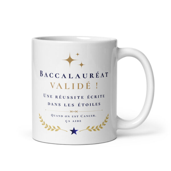 Cadeau Baccalauréat validé – Mug « Une réussite écrite dans les étoiles » – Cancer