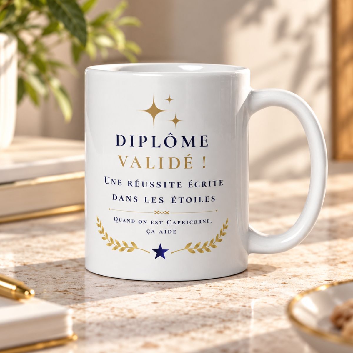 Cadeau de Réussite aux Examens : Mug « Écrit dans les Étoiles » – Capricorne Cadeau de Réussite aux Examens : Mug « Écrit dans les Étoiles » – Capricorne